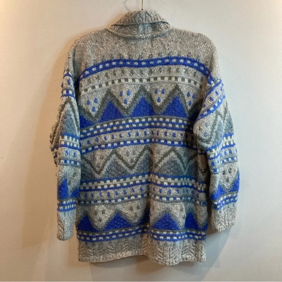 SEGRETS SUN PRINTS Sz L Wool Cotton Blend Hand Knitted Drop Shoulder Cardigan - Picture 10 of 13